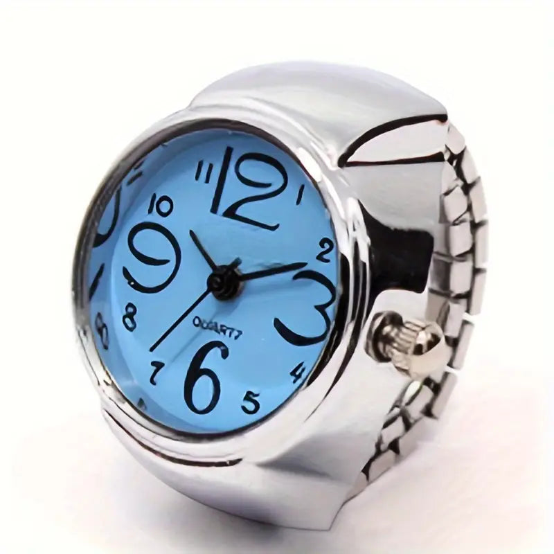 Chic Women's Ring Watch - Funky Couples' Mini Clock, Quartz Movement, Zinc Alloy Band & Case