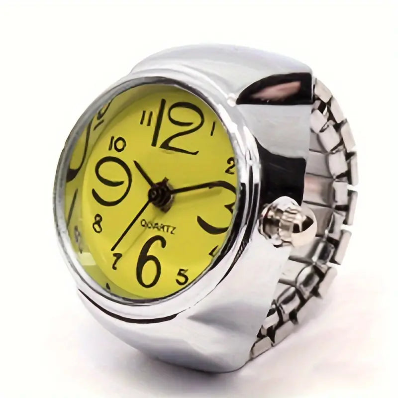 Chic Women's Ring Watch - Funky Couples' Mini Clock, Quartz Movement, Zinc Alloy Band & Case