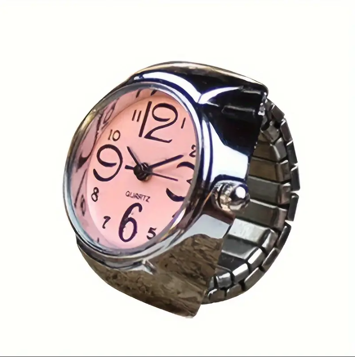 Chic Women's Ring Watch - Funky Couples' Mini Clock, Quartz Movement, Zinc Alloy Band & Case